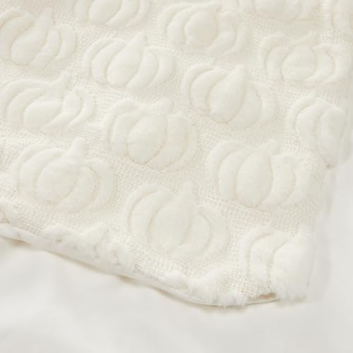 Tegeme Fall Halloween Pumpkin Throw Blanket 50" x 60", 3D Pumpkin Pattern Faux Rabbit Fur Fleece Blanket, Soft Cozy Rust Autumn Throw for Couch Sofa Bed, Thanksgiving Gift for Women Mom(Beige) - Image 3