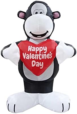 5' Air Blown Inflatable Valentine's Day Gorilla w/Heart Yard Decoration Y316L by AIR+CHARACTERS