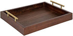 Kate and Laurel Lipton Decorative Wooden Tray with Metal Gold Handles, 16.5" x 12.25", Dark Walnut Brown and Gold by KateandLaurel