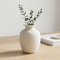 Rustic Farmhouse Vase for Pampas Grass, Beige Ceramic Vase for Flowers, 7 Inch Boho Vases for Home Decor, Aesthetic Desk, Night Stand, Book Shelf Decor by Wancetang