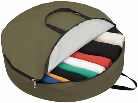24 Inch Round Storage Bag 1 Pack,Dark Green Solid Color Waterproof Wreath Storage Container with Handles&Zipper Simple Art Closet Organizer Bags Garland Box - Image 2