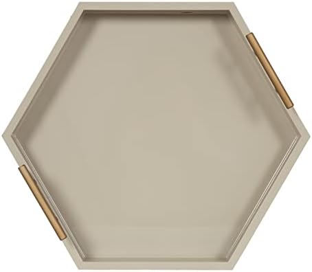 Kate and Laurel Lipton Modern Hexagon Tray; 18 x 18; Sand; Midcentury Decorative Serving Tray for Storage and Display - Image 6