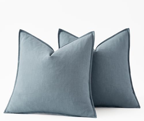 MIULEE Decorative Linen Pillow Covers 20x20 Inch Blue Grey - Image 6