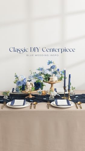 Ling's moment Fake Flowers Box, Dusty Blue & Ivory & Sage Grand Combo - Image 4