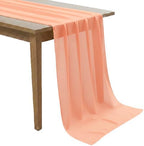 MDS Pack of 5 | Peach | 14ft Chiffon Table Runner 29x170 Inches Long Romantic Rustic Sheer Gauze Runner for Wedding Bridal Shower Birthday Banquets Engagement Spring Easter Boho Decorations by MDS