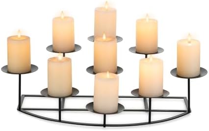 Candeldo Large Candle Holder for Inside Fireplace, Black Metal Candelabra by CANDELDO