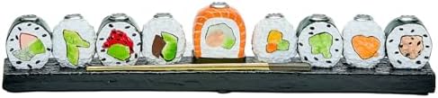 Sushi Menorah By Rite Lite | Funny Hanukkah Gifts Whimsical Hand Painted Realistic Menorah! Novelty Jewish Holiday Party Favors Candle Holder Festival of Lights Jewish & Japanese Gifts 12" L - Image 2