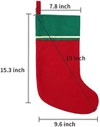 24 Pack Felt Christmas Stockings, 19 Inches Red and Green Christmas Stockings Hanging Ornaments, Green Cuff with Gold Trim Christmas Stockings for Family Christmas Holiday Decorations - Image 2