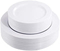 FLOWERCAT 60PCS White Plastic Plates - Heavy Duty White Disposable Plates for Outdoor/Fall Party/Wedding -serve for 30 guests Include 30PCS 10.25" & 30PCS 7.5" Plates for Thanksgiving by FLOWERCAT