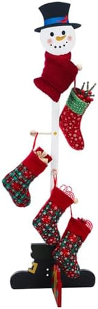 Cinnvoice Christmas Stocking Holder Wooden Xmas Snowman Freestanding Stand by QinYee
