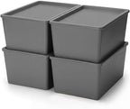 Menkxi 4 Pcs Storage Bins with Lids, Gray, Small by Menkxi
