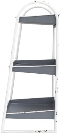 Creative Co-Op Heavily Distressed 3-Tier Metal Tray with White Frame & Rim, Grey - Image 3