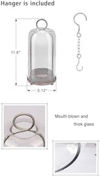 12" High Versatile Modern Metal Hurricane Lantern with Handmade Sturdy Glass Dome in Shabby White for Pillar Candle & Plants, Industrial, Farmhouse (White Shabby, 5"x12") - Image 2