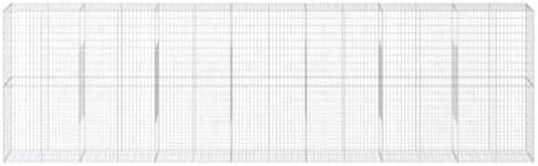 vidaXL Gabion Basket with Cover - Galvanized Iron Outdoor Decorative Retaining Wall Cage, 275.6"x19.7"x78.7" - Image 5