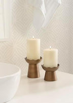 Kate and Laurel Alessia Modern Two-Piece Candle Holder Set, Set of 2, Antique Brass, Transitional Wavy Metal Candle Holders for Wax or Flameless Candles for Entryway or Living Room Decor - Image 3