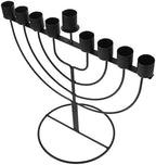 Black Zinc Alloy Hanukkah Menorah Candle Holder with 9 Branches by ULTECHNOVO
