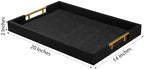 14x20 Inches Black Faux Leather Wrappen Wood Serving Tray with Metal Handles for Various Occasions, Ottoman, Home Decor Decorative, Living Room, Coffee Table Organizer, Serving Breakfast On Bed - Image 2