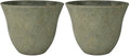 Classic Home and Garden Honeysuckle Resin Flower Pot Planter, Fossil Stone, 15" (Pack of 2) by GROWSCAPE