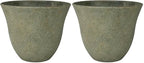 Classic Home and Garden Honeysuckle Resin Flower Pot Planter, Fossil Stone, 15" (Pack of 2) by GROWSCAPE