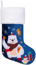 BHD BEAUTY Christmas Stocking 5 Pack Green Blue Red Velvet Embroidery Pattern Soft Faux Fur for Family Decorations Hanging Ornament for Xmas Holiday Party - Image 6