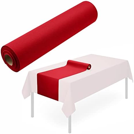 Disposable Table Runner for Dining Table, 16" x 48" 20-Pack Linen-Like Red Paper Table Runners for Christmas, Party, Wedding Or Event by SERVIETTO