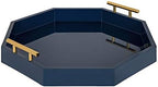 Kate And Laurel Lipton Mid-Century Octagon Tray, 18" x 18", Navy Blue and Gold, Chic Decorative Tray by KateandLaurel