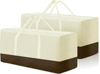 2 Pack Extra Large Patio Outdoor Waterproof Cushion Storage Bag, Outdoor Cushion Furniture Storage Bag with Handles and Zippered 68 x 30 x 20 Inch, Beige 2# by Uthem