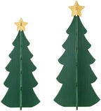 Glitzhome Set of 2 Wood Christmas Trees Porch Decor,Interlocking Xmas Porch Sign with Gold Star Toppers,Standing Porch Sign for Front Door Indoor Outdoor Holiday Decor,36" H &30" H - Image 7