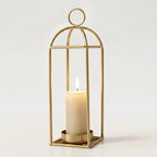 17" Outdoor Decorative Lanterns, Metal Candle Lanterns, Farmhouse Lantern Decor, Antique Gold Iron Lantern Candle Holders for Fireplace Mantel, Table Centerpiece,Home Decor by SHOHAYTO