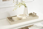 Kate and Laurel Lipton Modern Narrow Tray; 10 x 24; Sand; Midcentury Serving Tray for Storage and Display - Image 2