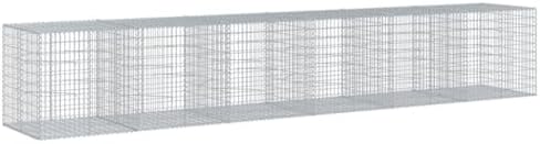 vidaXL Gabion Basket with Cover 236.2"x39.4"x39.4" Galvanized Iron - Image 7