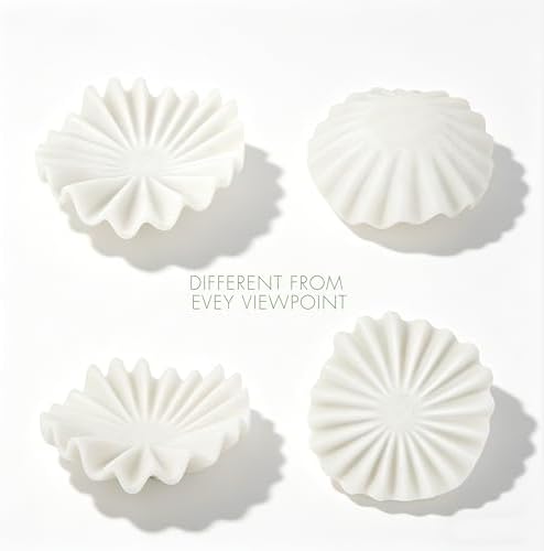 Marble White Stone Decorative Bowl, 10 Inch Modern Ruffled Wavy Tray Decor - Image 3