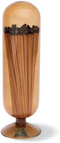 Skeem Fireplace Glass Match Cloche - Amber - Includes 120 Long Black-Tipped Matches by Skeem