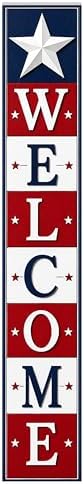 48x8" 4th of July Welcome Porch Sign, Patriotic Porch Decor for Independence Day, Standing Welcome Sign for Front Door, PVC, Design 7 - Image 2
