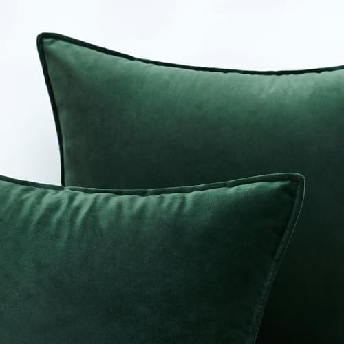 MIULEE Decorative Army Green Velvet Euro Sham Throw Pillow Covers 24x24 in - Image 2