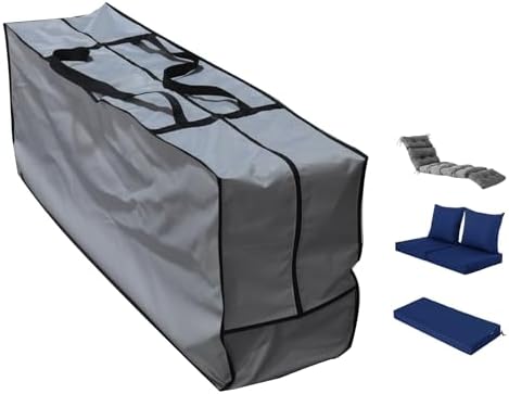 Outdoor Rectangular Cushion/Cover Storage Bag, Protective Zippered Storage Bags with Handles, 60"X20"X28" Grey - Image 3