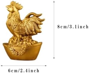 Brass Rooster Statues Chinese Feng Shui Zodiac Statue Small Lucky Figurine Animal Sculpture Ornament for Home Office Decor (Rooster) - Image 2