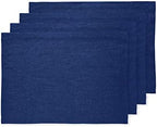 Solino Home 100% Pure Linen Placemats Blue, Athena 14 x 19 in, Set of 4 by SolinoHome