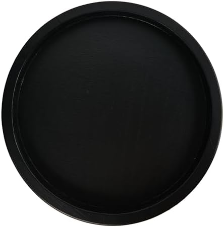 Creative Co-Op Farmhouse Decorative Round Wood Tray with Hobnail Edge, Black - Image 5