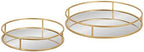 Kate and Laurel Felicia Modern Glam Metal Nesting Trays | Decorative Round Shape with Handles and Mirror Surface, Set of 2, Gold by KateandLaurel