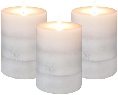 Gray Pillar Candles Cozy Cotton Scented Set of 3 Mottled 3 Layers Hand-Poured Classic Emergency Candle Aromatherapy Candles for Weddings, Home Decorations, Spa, Restaurant 3"X4" by immeiscent