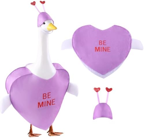 Valentine's Day Goose Outfit for 23" Porch Goose Holiday Purple Heart Cloths Costume Valentines Party Outdoor Garden Patio Yard Lawn Art Decoration(Be Mine) by Unknown