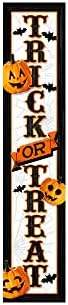 Spoontiques - Trick or Treat - Halloween - Welcome Porch Sign - Decorative Home Décor Wooden Signs - Rustic Outdoor Decoration - Durable and Weatherproof - Entryway Decoration - 8” x 40” by Spoontiques