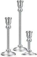 Candlestick Holders Taper Candle Holders Set of 3, Golden Candlestick Holders Decorative Candle Stand, Tapered Candle Holders Set for Wedding, Dining Table, Home Decoration (Antique Silver) by Yuokwer