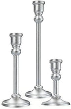 Candlestick Holders Taper Candle Holders Set of 3, Golden Candlestick Holders Decorative Candle Stand, Tapered Candle Holders Set for Wedding, Dining Table, Home Decoration (Antique Silver) by Yuokwer