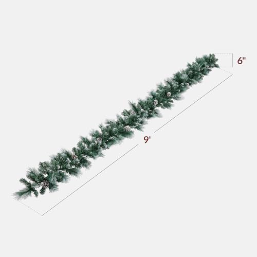 Best Choice Products 9ft Pre-Lit Christmas Garland Holiday Décor for Stairs, Mantel, w/Pine Cones, 2-in-1 White & Multi LED Lights - Semi-Flocked - Image 2