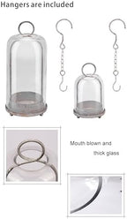 5" & 4" Wide Versatile Metal Candle Holder in Shabby White with Handmade Thick, Heavy & Sturdy Glass Dome for Pillar Candle, Industrial, Modern, Shelf, Mantel, Veranda, Porch - Image 3