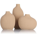 Small Tan Brown Ceramic Vase Set of 3,Bulk Mini Bud Vases for Flowers and Pampas Grass,Cute Boho Ellipse Home Decor for Coffee Table Centerpieces,Living Room,Office,Bookshelf,Entryway Decor by XMGZQ