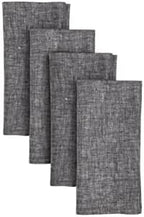 Solino Home 100% Linen Napkins Black Textured, Athena 20 x 20 in, Set of 4 by SolinoHome