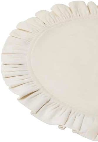 16.5 Inch Velvet Round Placemat with Ruffle for Dining Table Outdoor Placemats Non-Slip Washable for Gathering, Occasional Decoration and Family Parties Celebrations Set of 4, Beige - Image 2